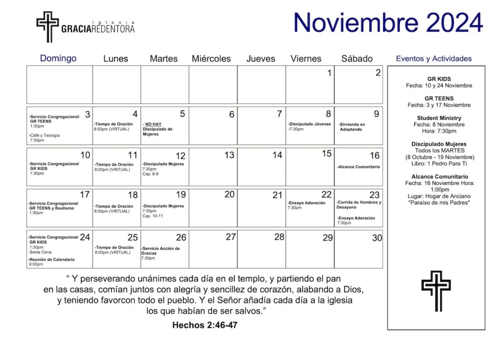 Calendario Noviembre